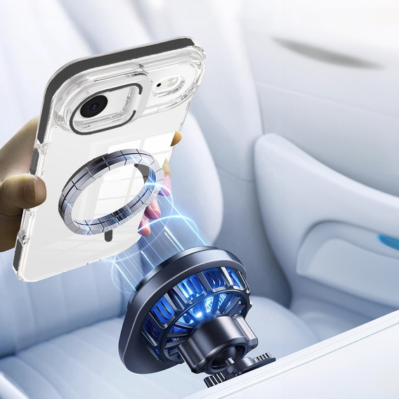 Etui do iPhone Air, do MagSafe, z podstawką, przezroczyste z czarnymi akcentami