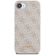 Etui GUESS do iPhone 16E, 4G Metal Gold Logo, różowe