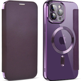 Etui z klapką do iPhone 12 Pro Max, RFID Wallet MagSafe z ochroną aparatu, fioletowe