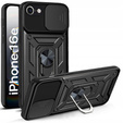 Etui pancerne do iPhone 16E, CamShield Slide, czarne + Szkło Hartowane 9H