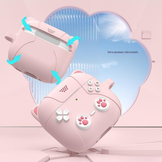 Etui pancerne na Słuchawki Apple Airpods 4, Konsola Kot, różowe