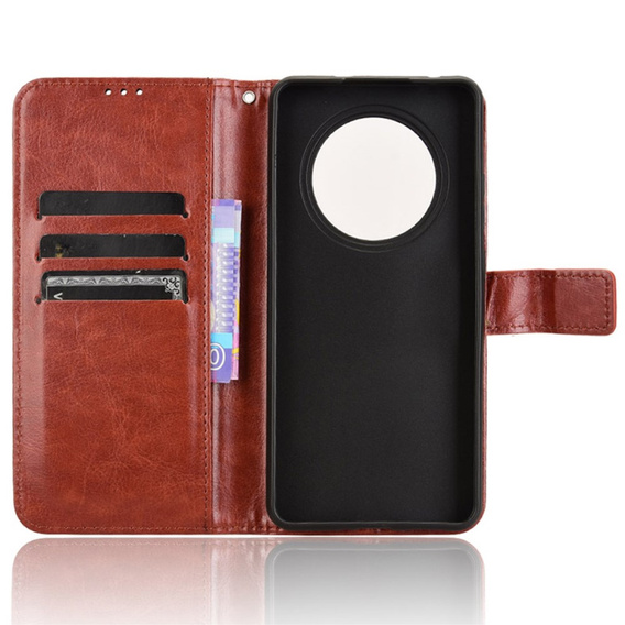 Etui z klapką do Oppo Reno 12FS / 12F, Crazy Horse Wallet, brązowe