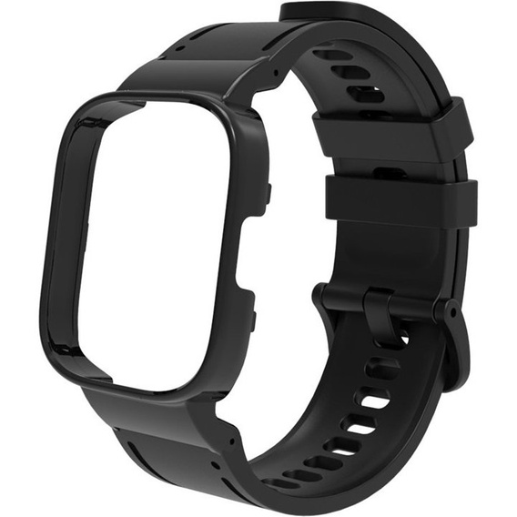 Pasek Silikonowy z Etui do Xiaomi Redmi Watch 3 Active, Czarny