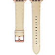 Skórzany Pasek z Klamrą Rose Gold do Apple Watch 1/2/3/4/5/6/7/8/9/10/11/SE 38/40/41/42mm – Beżowy