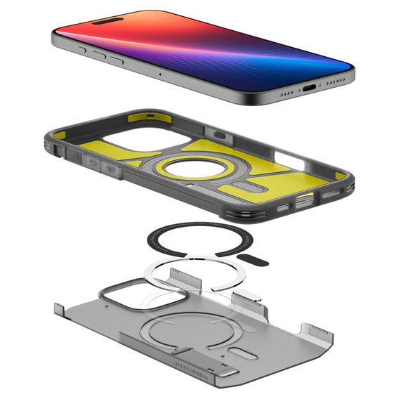 Etui Spigen do iPhone 16 Pro Max, Tough Armor Mag MagSafe, przydymione czarne