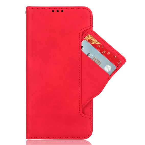 Etui z klapką do Google Pixel 8A, Card Slot, czerwone