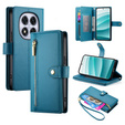 Etui z klapką do Xiaomi Redmi Note 14 Pro 5G / Poco X7 5G, Wallet Zipper Pocket, niebieskie