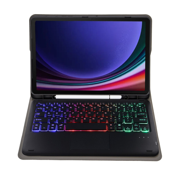 Etui z podświetlaną klawiaturą bluetooth touchpad do Samsung Galaxy Tab S10 Lite / S10 FE / S9 FE, Czarne