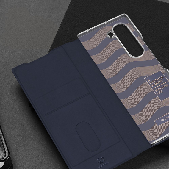 Etui Dux Ducis Bril Series do Samsung Galaxy Z Fold7 5G – niebieskie, skórzane, z funkcją podstawki
