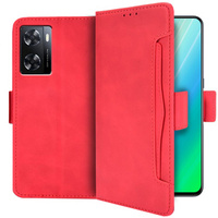 Etui z klapką do Oppo A57s, Card Slot, czerwone