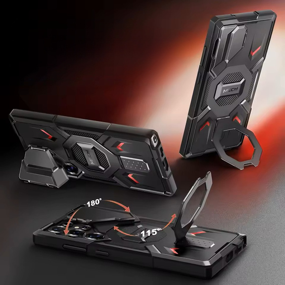 Etui do Samsung Galaxy S25 Ultra, Tongate MECH MagSafe, klips do paska, czarne