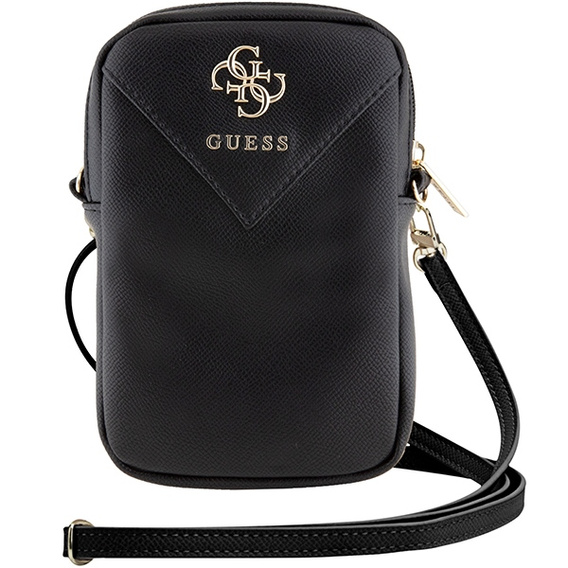 Torebka Guess Zip Leather Triangle 4G, czarna