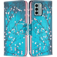 Etui z klapką do Nokia G22, Wallet, Sakura niebieskie