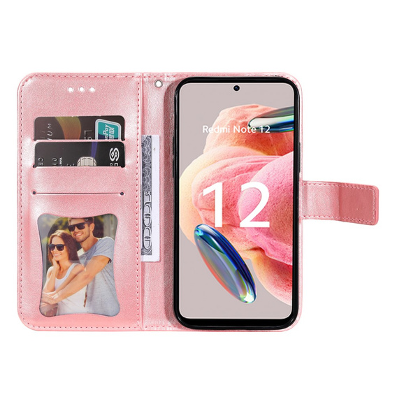 Etui z klapką do Xiaomi Redmi Note 12 4G, Mandala, różowe