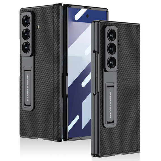 Etui GKK do Samsung Galaxy Z Fold7 5G ze szkłem i podstawką – carbon czarne
