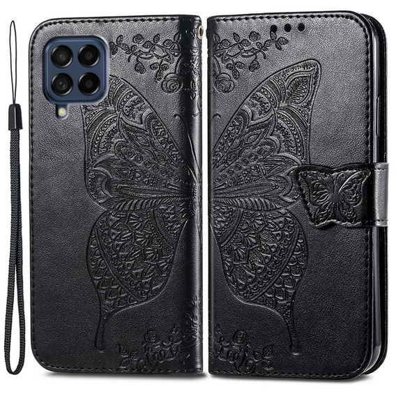 Etui z klapką do Samsung Galaxy M53 5G, Butterfly, czarne