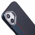 Etui do iPhone 16, Carbon Fiber MagSafe, czarne / niebieskie