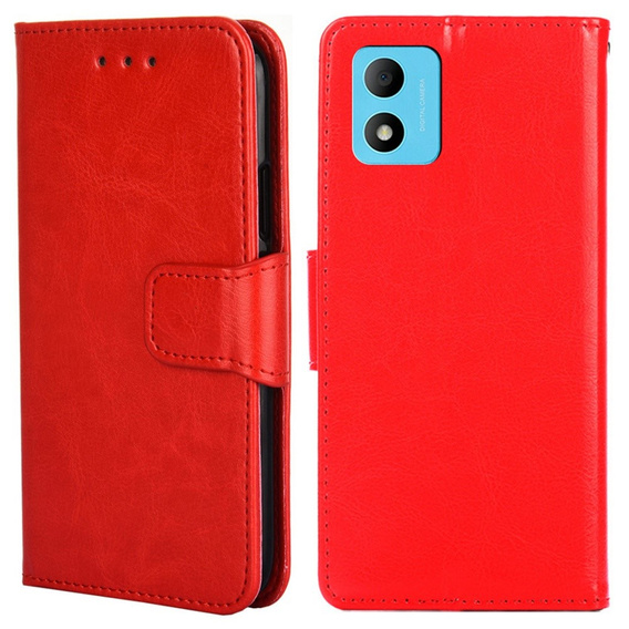 Etui z klapką do TCL 305i, PU Leather Wallet Case, czerwone