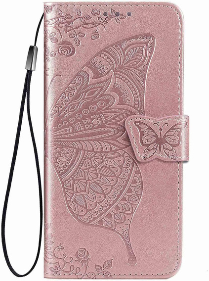 Etui z klapką do Xiaomi 15T, Butterfly, różowe rose gold