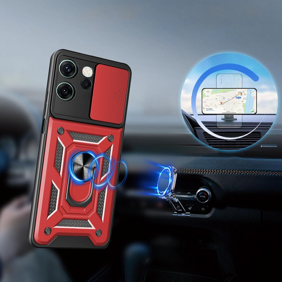 Etui pancerne do Oppo Reno 14 F / 14 FS, CamShield Slide, czerwone