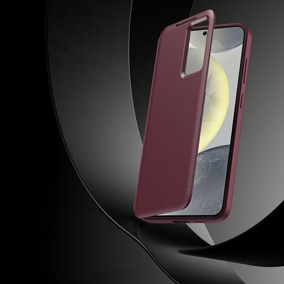 Etui do Samsung Galaxy S25 Edge – Smart View z kieszenią na kartę, bordowe
