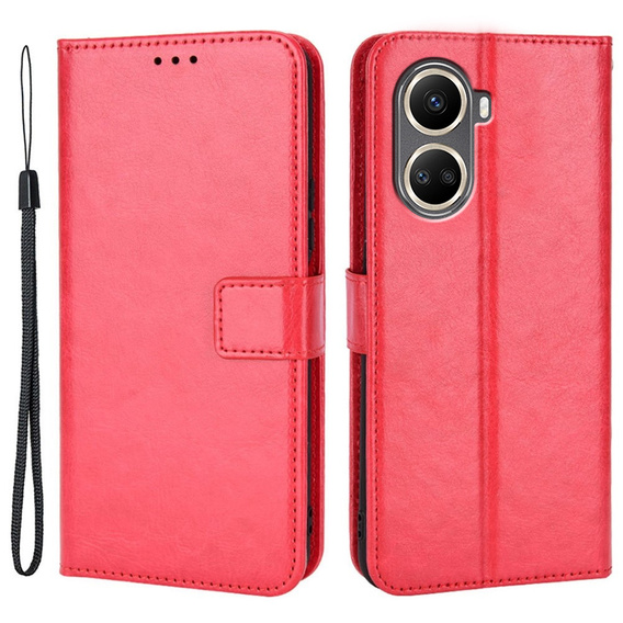 Etui z klapką do Huawei Nova 10 SE, Crazy Horse Wallet, czerwone