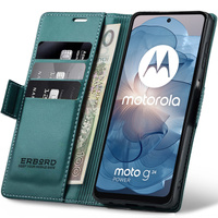 Etui do Motorola Moto G24 / G24 Power / G04, ERBORD Glossy Litchi, portfel z klapką, zielone