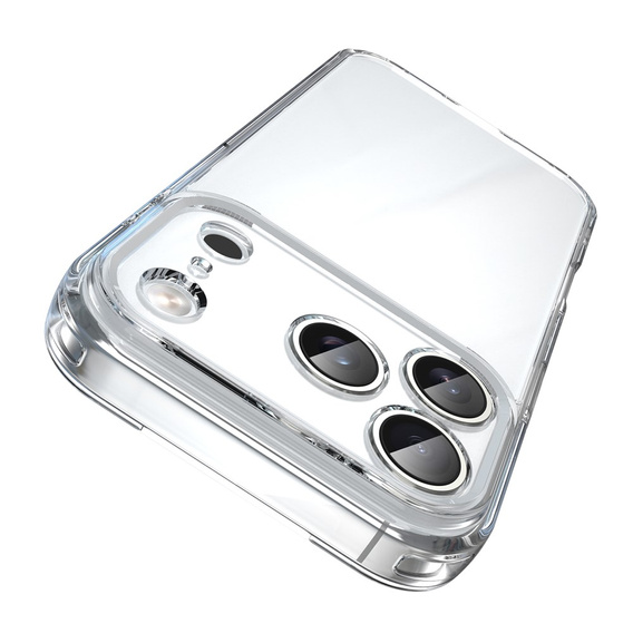 Etui do iPhone 17 Pro, silikonowe z twardym tyłem, przezroczyste