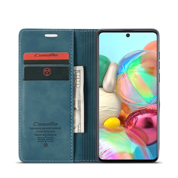 Etui CASEME do Samsung Galaxy A71, Leather Wallet Case, zielone