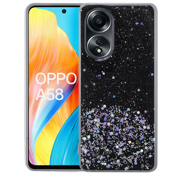 Etui do Oppo A58 4G, Glittery, czarne