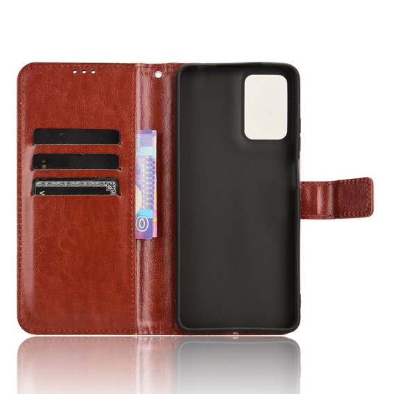 Etui z klapką do Motorola Moto E14, Crazy Horse Wallet, brązowe