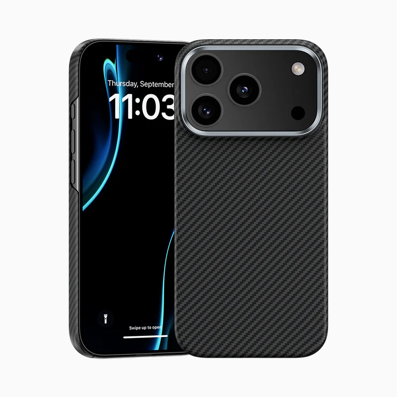 Etui BENKS Kevlar Armor Air do iPhone 17 Pro Max, Carbon Fiber 600D A070, do MagSafe – czarne