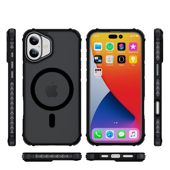 Etui pancerne do iPhone 17, Matt Case, do MagSafe, matowe z czarną ramką