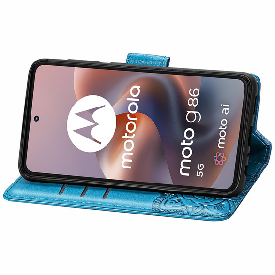 Etui z klapką do Motorola Moto G56 5G, Butterfly, niebieskie