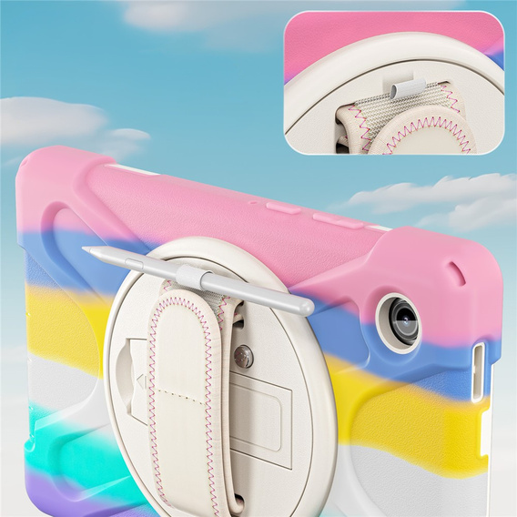 Pancerne etui do Samsung Galaxy Tab A11, z podstawką i paskiem na ramię – wielokolorowe