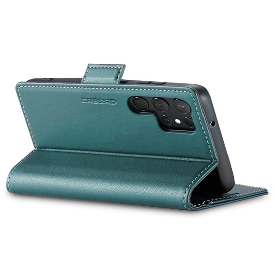 Etui do Samsung Galaxy S24 Ultra, ERBORD Glossy Litchi, portfel z klapką, zielone