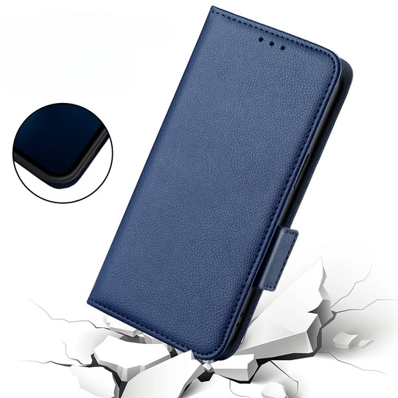 Etui z klapką do Nokia X30 5G, Wallet Litchi Magnet Case, granatowe