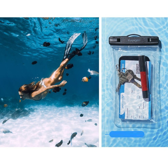 Wodoszczelne przezroczyste i unoszące się na wodzie etui Spigen A610 Universal Waterproof Float Case