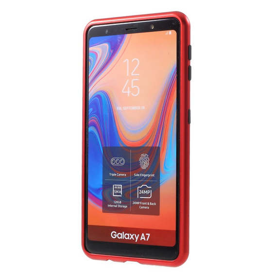 Etui Magnetic back glass do Samsung Galaxy A7 2018 - Red