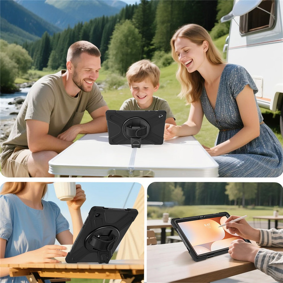 Pancerne etui do Samsung Galaxy Tab A11+, z podstawką i paskiem na ramię – czarne