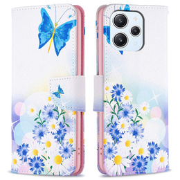 Etui z klapką do Xiaomi Redmi 12 4G, Wallet, Butterfly & Flowers białe