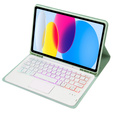 Etui z podświetlaną klawiaturą bluetooth touchpad do iPad 11" 2025 A16 (11 gen.) / iPad 10.9" 2022 (10 gen.), jasnozielone