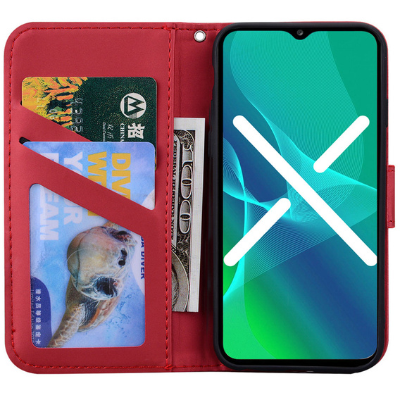 Etui z klapką do Xiaomi Redmi Note 8 Pro, Wallet Cat, czerwone