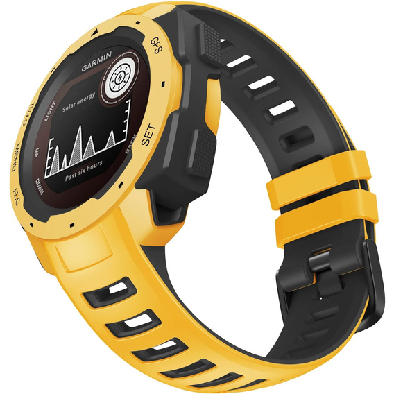 Pasek silikonowy dwukolorowy do Garmin Instinct – żółto-czarny