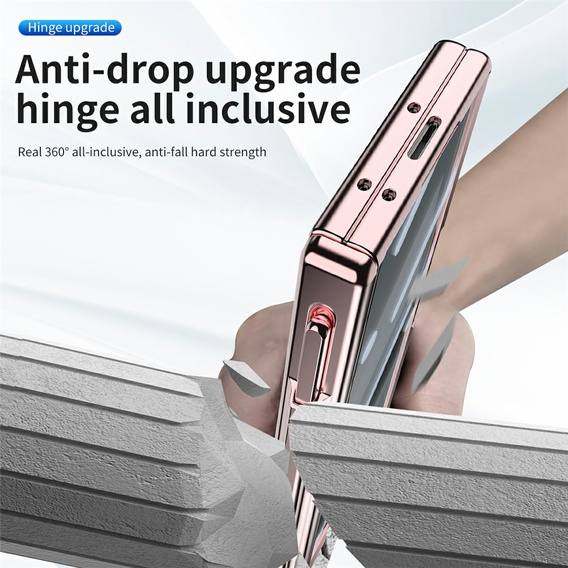 Etui do Samsung Galaxy Z Fold7 5G, z podstawką, różowe rose gold
