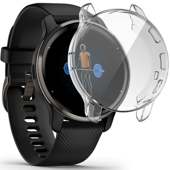 2w1 Etui z Osłoną Silikonową na ekran do Garmin Venu 2 Plus, Przezroczyste