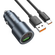 Ładowarka samochodowa Hoco Z60 USB-A + USB-C QC3.0 PD 48W + kabel USB-A do USB-C - czarna