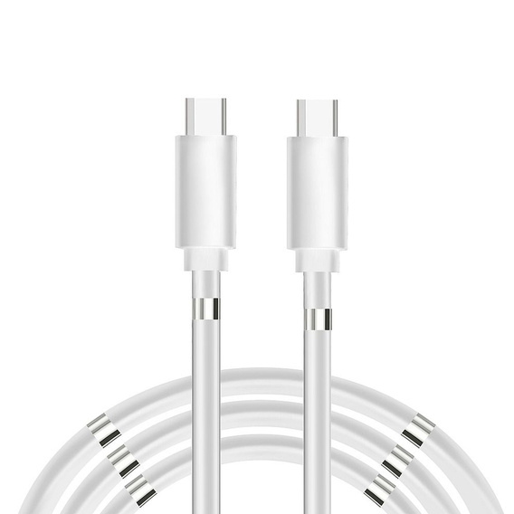 Magnetyczny kabel USB Type-C do Type-C 60W, 3A, 100cm, White