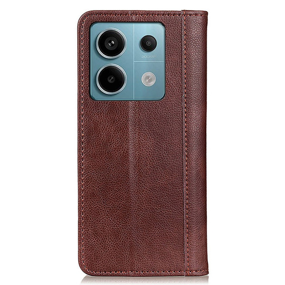 Etui do Xiaomi Redmi Note 13 Pro 5G, Wallet Litchi Leather, brązowe