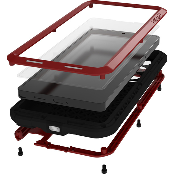 Etui Love Mei do Samsung Galaxy S25 Ultra, pancerne ze szkłem, czerwone